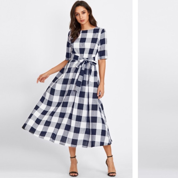 checked dress new look